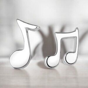 925 Sterling Silver Music Note Stud Earrings
